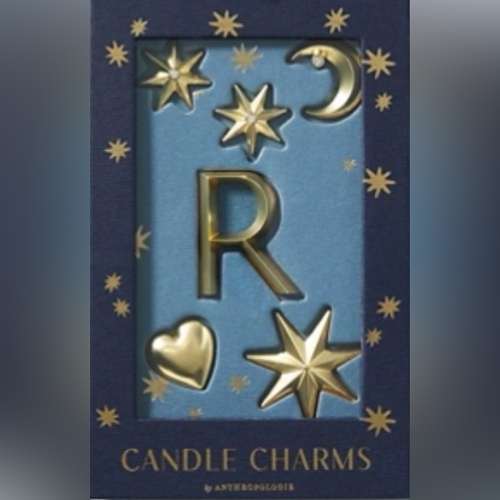 Anthropologie Monogram Candle Charms Gold Letter “R” New In Box Stars Moon